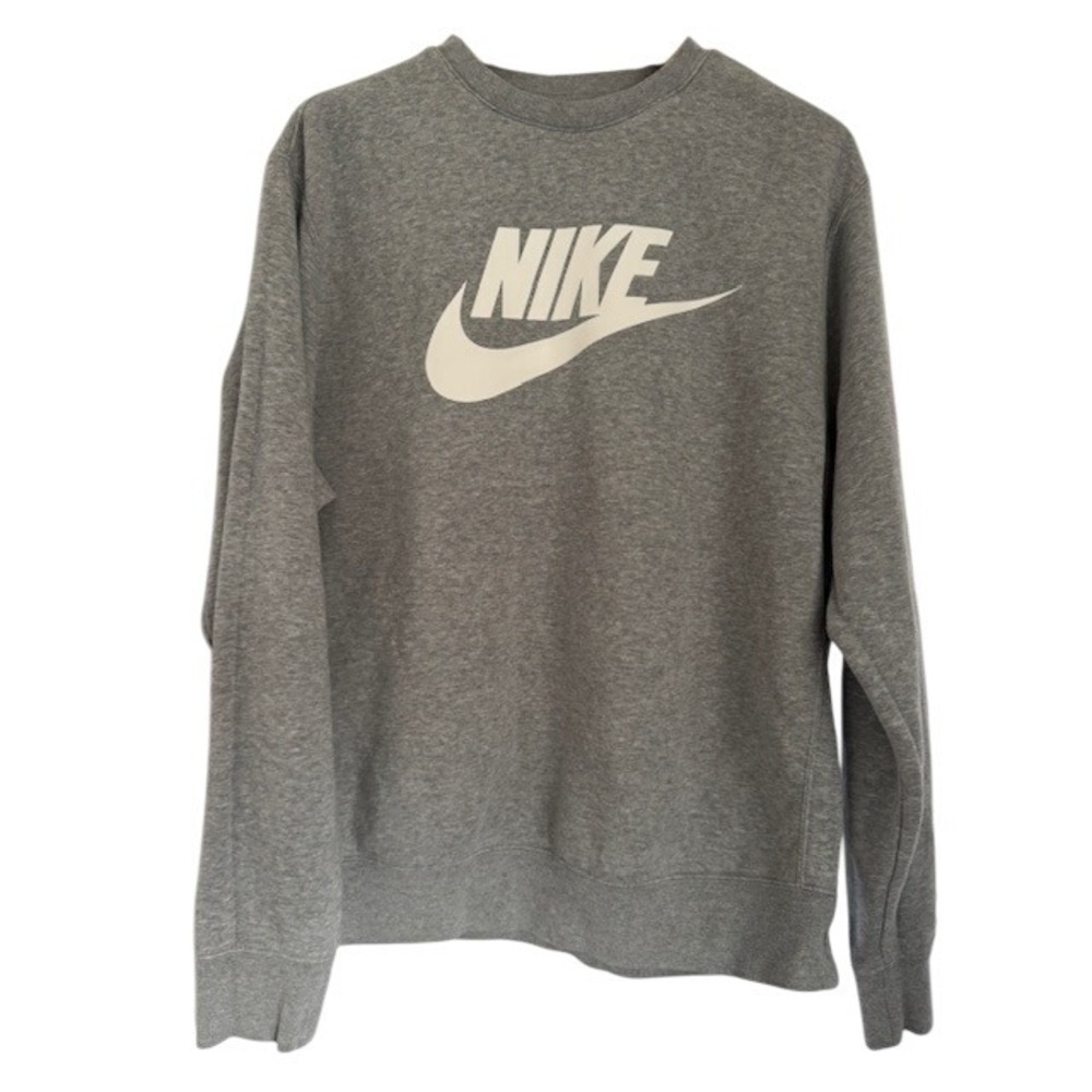 Nike‎ Sportswear Club Fleece Sweatshirt Gray Logo Crewneck Long Sleeve Size M